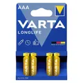 PILE LR03 1.5V VARTA ALCALINE LONGLIFE LR03 - AAA (VENDU PAR 4)