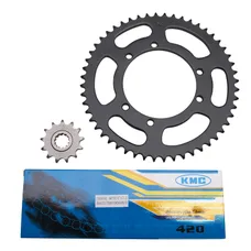 KIT CHAINE ADAPTABLE PEUGEOT 50 XP6 SM 1996>2001 420 13X52 (ALESAGE 100mm) NOIR -P2R