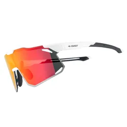 CYCLING GLASSES ADULT GIST ECLIPSE MONTURE WHITE VERRE RED POLYCARBONATE (PROTECTOR 100% CONTRE UVA, UVB, UVC AND LUMIERE BLEUE) COMPATIBLE CLIP VERRES CORRECTEURS REF 225380