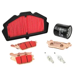 KIT ENTRETIEN MOTO ADAPTABLE KAWASAKI 650 Z650 2017>, Z650 RS 2022>, NINJA 650 2017> PLAQUETTE METAL FRITTE (PACK 7 PIECES) -SELECTION P2R PREMIUM