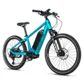 ELECTRIC BICYCLE/E-BIKE MTB 24 LEADER FOX WEENY UNISEX BLUE GLOSS 9-SPEED MID-DRIVE MOTOR BAFANG M420 36-SPEED 80NM BATTERY 17,4AH FRAME 14 INCHES (SIZE JUNIOR 140 TO 148 cm)