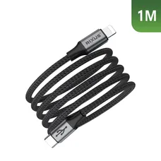 CABLE DE CHARGEMENT USB-C RIXUS MAGNETIQUE NOIR 1M 30W POUR APPLE LIGHTNING (VENDU A L'UNITE) -RXUC66L