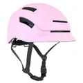 CASQUE VELO ADULTE NEWTON URBAIN COMMUTER ROSE MAT TAILLE 55-58 REGLAGE MOLETTE / ECLAIRAGE ARRIERE USB 270 g -INCLUS CABLE