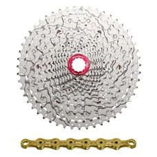 CASSETTE ET CHAINE (PACK) 12V. SUNRACE MZ800 11-51 VTT COMPATIBLE SHIMANO METALLIC ARGENT AVEC CHAINE CN12Z 126 MAILLONS (LIVRE EN BOITE) (11-13-15-17-19-21-24-28-33-39-45-51)