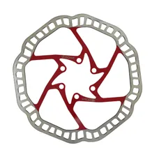 BRAKE DISC MTB 6 HOLES NEWTON BRAKCO COMPATIBLE SHIMANO AND OTHER 160 mm SILVER CENTRE RED + 6 SCREW