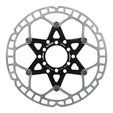 BRAKE DISC ROAD 6 HOLES ELVEDES 160 mm STEEL SILVER/ALUMINIUM BLACK (ULTRA-LEGER 105 g) -THICKNESS 1.8 mm