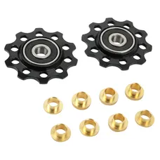 DERAILLEUR JOCKEY WHEEL P2R 9/10-SPEED ALUMINIUM BLACK TO BEARING 10T (SET OF 2)