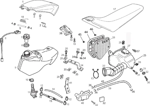Réservoir - Corps filtre - Selle