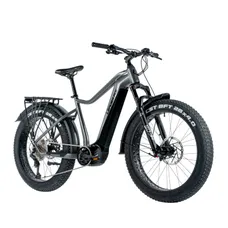 ELECTRIC BICYCLE/E-BIKE MTB FAT BIKE 26 LEADER FOX BRASA SILVER 11-SPEED MID-DRIVE MOTOR PANASONIC GX ULTIMATE 36-SPEED 95NM BATTERY 20AH (20'' - H47CM - SIZE L - FOR ADULT OF 178 cm TO 190 cm)