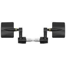 REAR-VIEW MIRROR MOTORCYCLE AVOC CHICAGO HANDLEBAR END RECTANGLE ALUMINIUM CNC BLACK 74X60MM DIAMETER 13 AND 17 mm REVERSIBLE (PAIR)