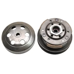 EMBRAYAGE SCOOT ADAPTABLE PEUGEOT 50 KISBEE 4T/KYMCO 50 AGILITY 4T/SYM 50 ORBIT 4T/BAOTIAN 50 BT49QT 4T/SCOOT 50 CHINOIS 139QMB, GY6 -DIAM 107- (AVEC POULIE + CLOCHE) -P2R