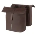 DOUBLE BICYCLE PANNIER BASIL VEGAN BROWN IMITATION CUIR 28-32L MOUNTING KIT UNIVERSAL CARRIER FERMETURE PLIANT ANTI-PLUIE WITH REFLECTIVE