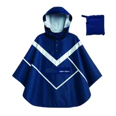 PONCHO/CAPE ANTI PLUIE ADULT URBAN MOOV PREMIUM BLUE MARINE WATERPROOF REFLECTIVE WITH CAPUCHE COMPATIBLE HELMET - SIZE M