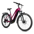 ELECTRIC BICYCLE/E-BIKE TREKKING BIKE 28 LEADER FOX BARNET 2025 WOMEN'S PURPLE 9-SPEED MID-DRIVE MOTOR BAFANG M510 36-SPEED 95NM BATTERY 20AH (18'' - H46CM - SIZE M - FOR ADULT OF 168 cm TO 178 cm)