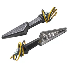 CLIGNOTANT UNIVERSEL REPLAY MINI DEMI FLECHE A LEDS TRANSPARENT/CARBONE MAT (L 81mm / H 21mm / L 28mm) (PAIRE) **