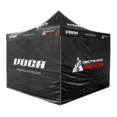 TENTE PADDOCK VOCA RACING 3x3M NOIR STRUCTURE ALU (AVEC SAC DE TRANSPORT ET CLOISONS)