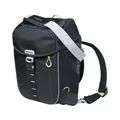BAG REAR SAC TO DOS BICYCLE SIDE BASIL MILES DAYPACK RIGHT/LEFT SYSTEM MOUNTING KIT HOOK-ON WATERPROOF 17L BLACK LISERET YELLOW FLUORESCENT (BANDOULIERE + SAC TO DOS) (31X17X44CM)