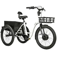 ELECTRIC TRICYCLE/E-BIKE CITY LEADER FOX 24" LOVELO 2025 UNISEX WHITE GLOSS 3-SPEED SHIMANO NEXUS HUB MOTOR AV BAFANG 36-SPEED 45NM BATTERY 16,7AH (WITH DIFFERENTIEL)