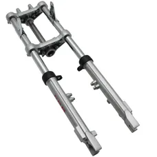 FOURCHE CYCLO EBR POUR PEUGEOT 103/MBK 51 ARGENT (HYDRAULIQUE DIAM 28 mm AVEC FIXATION POUR FREIN A DISQUE ENTRAXE 60mm) (QUALITE 100% MADE IN ITALY)