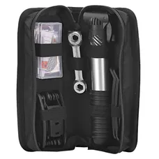 INNER TUBE REPAIR KIT URBAN MOOV BOX (9 PATCHS + COLLE 5 g + RAPE STEEL) WITH MULTI-TOOL+TOOL HEXAGONALE, TYRE LEVER, PUMP AND BAG TRANSPORT MOUNTING KIT AU FRAME