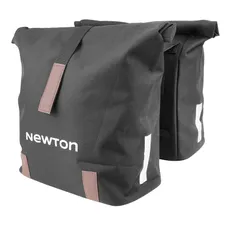 DOUBLE BICYCLE PANNIER NEWTON BLACK 22L MOUNTING KIT SANGLES ON CARRIER (35X12X27CM) FERMETURE PLIANT ANTI-PLUIE