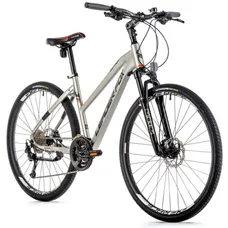 CONVENTIONAL BICYCLE TREKKING BIKE 28 LEADER FOX SUMAVA WOMEN'S SILVER MATTE 9-SPEED FRAME 18 INCHES (SIZE ADULT 170 TO 178 cm)