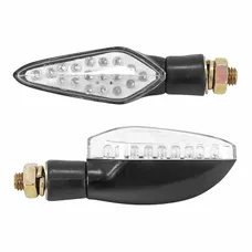 CLIGNOTANT MOTO AVOC HIRO 18 LEDS BASE ABS TRANSPARENT/NOIR (L 99mm / H 30mm / L 40mm) (HOMOLOGUE CE) (PAIRE)