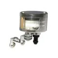RESERVOIR/TANK OF BRAKE MASTER CYLINDER UNIVERSAL OVAL ALUMINIUM CNC SILVER (OUTLET UNDERSIDE RIGHT) -P2R