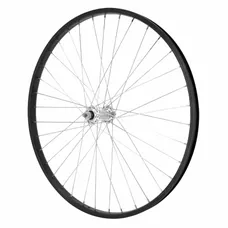 MTB WHEEL BRAKE SHOE 26" M110 FRONT BLACK HUB SILVER ALUMINIUM AXLE PLEIN (SOLD WITH NUT 9X100) RIM 21C