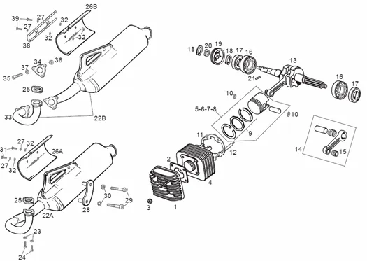 Arbre moteur - Cylindre - Piston