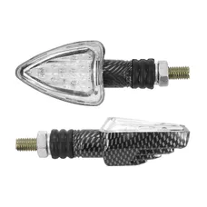 CLIGNOTANT UNIVERSEL REPLAY MINI TRIANGLE 13 LEDS TRANSPARENT/CARBONE (L 78mm / H 37mm / L 28mm) (HOMOLOGUE CE) (PAIRE)