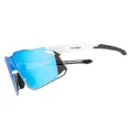 CYCLING GLASSES ADULT GIST ECLIPSE MONTURE WHITE VERRE BLUE POLYCARBONATE (PROTECTOR 100% CONTRE UVA, UVB, UVC AND LUMIERE BLEUE) COMPATIBLE CLIP VERRES CORRECTEURS REF 225380