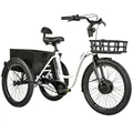 ELECTRIC TRICYCLE/E-BIKE CITY LEADER FOX 24" LOVELO 2025 UNISEX WHITE GLOSS 3-SPEED SHIMANO NEXUS HUB MOTOR AV BAFANG 36-SPEED 45NM BATTERY 16,7AH (WITH DIFFERENTIEL)