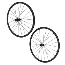 ROUES ROUTE DISQUE 700 MAVIC KSYRIUM S25 TUBELESS READY CENTERLOCK NOIR 11/10V SHIMANO (AVANT + ARRIERE) - AXE TRAVERSANT 12/100 et 12/142 + ADAPTATEUR POUR BLOCAGE RAPIDE 24 RAYONS JANTE 622-19