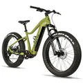 ELECTRIC BICYCLE/E-BIKE MTB FAT BIKE 26 LEADER FOX BRAGA UNISEX GREEN OLIVE 9-SPEED MID-DRIVE MOTOR BAFANG M510 36-SPEED 95NM BATTERY 23,2AH (18'' - H45,7 cm - SIZE M - FOR ADULT OF 168 cm TO 178 cm)