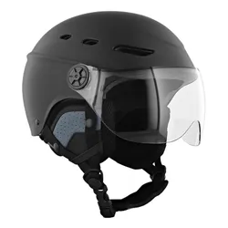 CASQUE VELO ADULTE URBAN MOOV URBAIN/CITY VISOR NOIR MAT TAILLE M 54-58 VISIERE REGLABLE (ANTI-BUEE/UV), PROTECTION OREILLE AMOVIBLE (VENDU EN BOITE) COMPATIBLE EBIKE ET TROTTINETTE -EN1078+A1