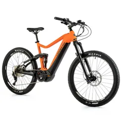 ELECTRIC BICYCLE/E-BIKE MTB 27,5 LEADER FOX ARRAN ALL SUSPENSION MEN'S ORANGE NEON 10-SPEED MID-DRIVE MOTOR PANASONIC GX ULTIMATE 36-SPEED 90NM BATTERY 20AH (FRAME 16'' - H42CM - S - ADULT OF 158 cm TO 168 cm)