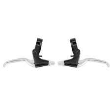 LEVIER DE FREIN VTT/VTC V-BRAKE 3 DOIGTS NEWTON ALU ARGENT/NOIR (PAIRE SUR CARTE)