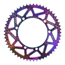 ADAPTABLE REAR SPROCKET 50CC GEARED MOTORCYCLE VOCA BESTIA SHERCO 50 SUPERMOTARD 2002>2013, 50 SE R ENDURO 2014>2017, 50 SM RS FACTORY 2018>2020 428 53 DTS ALUMINIUM CNC NEO-CHROME (DIAMETER 110/125/8.5)