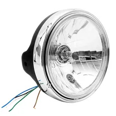PHARE/OPTIQUE MOTO AVOC TYPE GUZZI DIAM 200 mm CUVELAGE OPTIQUE LISSE Ø180mm LAMPE H4 60/55W + FEU DE POSITION NOIR SATIN CORPS ACIER (HOMOLOGUE CE)