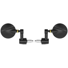 REAR-VIEW MIRROR MOTORCYCLE AVOC CHICAGO HANDLEBAR END ROUND ALUMINIUM CNC BLACK DIAMETER 76 mm DIAMETER 13 AND 17 mm REVERSIBLE (PAIR)