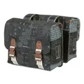 DOUBLE BICYCLE PANNIER BASIL BOHEME 35L BLACK/CREME MOUNTING KIT VELCROS ON CARRIER (37X15X37CM)