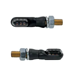 CLIGNOTANT MOTO TAAC FR01 3 LEDS FUME/NOIR (M8 / LONG 39mm / H 12mm) (PAIRE) QUALITE PREMIUM -HOMOLOGUE ECE