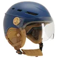 CASQUE VELO ADULTE URBAN MOOV URBAIN/CITY VISTA BLEU TAILLE 54-58 VISIERE REGLABLE (ANTI-BUEE/UV), PROTECTION OREILLE AMOVIBLE (VENDU EN BOITE) COMPATIBLE EBIKE ET TROTTINETTE -HOMOLOGATION EN1078+A1