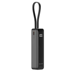 BATTERIE EXTERNE POWER BANK RIXUS 5000 mAh 5V NOIR AVEC INDICATEUR DE BATTERIE, SANGLE DE TRANSPORT COMPATIBLE USB-C / USB-A -RXPB03
