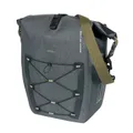 BICYCLE PANNIER BASIL NAVIGATOR CYCLOTOURISTE WATERPROOF 25-31L BLACK MOUNTING KIT MIK STUDS ON CARRIER (32X15X37CM) WITH GRIP AND BANDOUILLERE FERMETURE ENROULEMENT