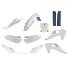 CARROSSERIE/CARENAGE MOTO MX HUSQVARNA 125 TC, 250, 350, 450 FC 2019>2022 BLANC (COULEUR OEM) (KIT PLASTIQUES 11 PIECES) -POLISPORT