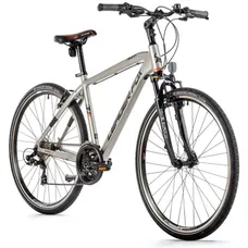 CONVENTIONAL BICYCLE TREKKING BIKE 28 LEADER FOX AWAY MEN'S SILVER MATTE 7-SPEED FRAME 19 INCHES (SIZE ADULT 175 TO 183 cm)