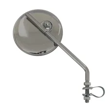 REAR-VIEW MIRROR UNIVERSAL MOPED REPLAY VINTAGE ROUND STEEL CHROME REVERSIBLE + ADJUSTABLE EN HEIGHT (DIAMETER 100 mm)