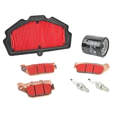 KIT ENTRETIEN MOTO ADAPTABLE KAWASAKI 650 VERSYS 2015> PLAQUETTE METAL FRITTE (PACK 7 PIECES) -SELECTION P2R PREMIUM